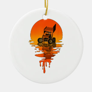 Vintage Retro-Style Sprint Car Racing Keramik Ornament
