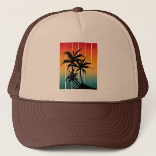 VINTAGE RETRO SUNSET PALM BÄUME TRUCKERKAPPE