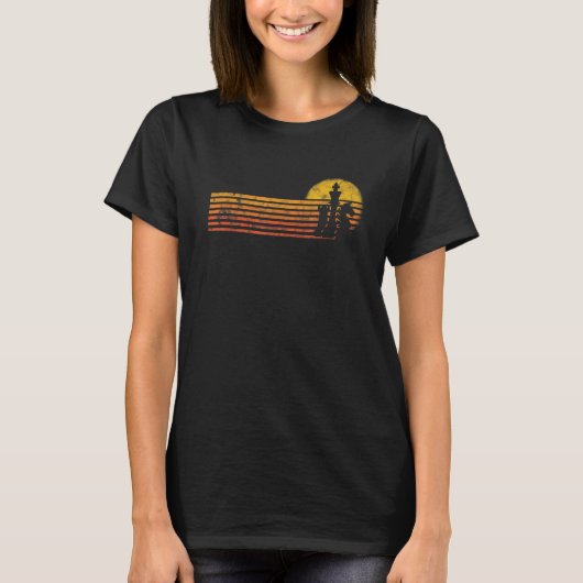 Vintage Retro Sunset Schach Player Pieces T-Shirt (Vorderseite)