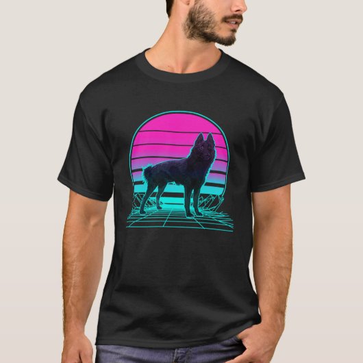 Vintage Retro Sunset Schipperke T-Shirt (Vorderseite)