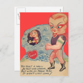 Vintage Retro Superherovalentine-Karte Feiertagspostkarte (Vorne/Hinten)