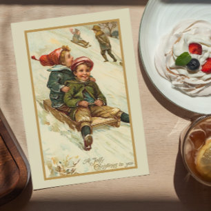 Vintage Retro Themed Christmas Winter Feiertagspostkarte