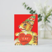 Vintage Retro Tiger Valentine Card Feiertagspostkarte (Stehend Vorderseite)