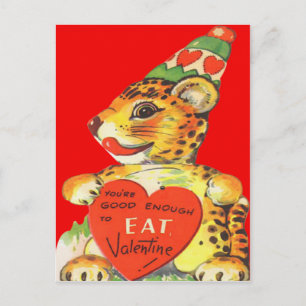 Vintage Retro Tiger Valentine Card Feiertagspostkarte