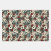 Vintage Retro-Tradition Weihnachtspoinsettie Geschenkpapier Set (Vorderseite)