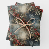 Vintage Retro-Tradition Weihnachtspoinsettie Geschenkpapier Set (Beispiel)