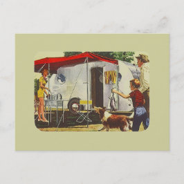 Vintage Retro Travel Trailer Camping Trip zur Post Postkarte