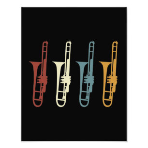 Vintage Retro-Trombone-Gruppe und Trombonist Fotodruck