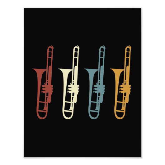 Vintage Retro-Trombone-Gruppe und Trombonist Fotodruck (Vorne)