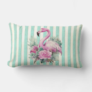 Vintage Retro Tropical Pink Flamingo Rose Lendenkissen
