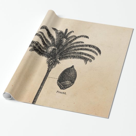 Vintage Retro tropische Palme - Palmen-Schablone Geschenkpapier (Ungerollt)