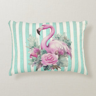Vintage Retro Tropischer Rosa Flamingo Dekokissen