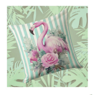 Vintage Retro Tropischer Rosa Flamingo Kissen
