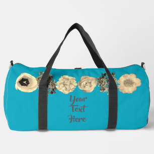 Vintage Retro Türkis Sepia Blumen Duffle Bag