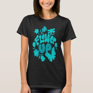 Vintage Retro Türkis Zitat Schmetterling und Blume T-Shirt