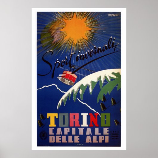 Vintage Retro-Turmsportarten - Italienische Reise Poster (Vorne)