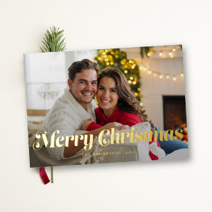 Vintage Retro Typ Elegant Einfache Foto Weihnachte Folien Feiertagskarte