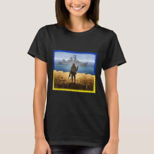 Vintage Retro Ukraine Briefmarke Flagge Ukrainisch T-Shirt