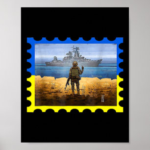 Vintage Retro Ukraine Postwertzeichen Flagge Stolz Poster