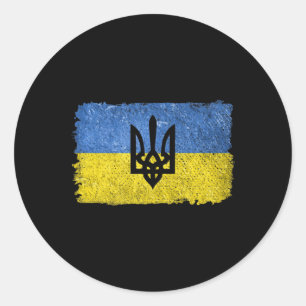 Vintage Retro Ukraine Ukrainische Flagge Stolz Pat Runder Aufkleber