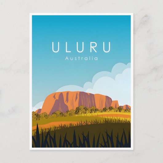 Vintage Retro Uluru Australien Australie Postkarte (Vorderseite)