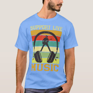Vintage Retro-Unterstützung Live Music Headphones T-Shirt