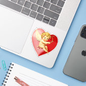 Vintage Retro Valentine Cupid Heart Aufkleber (Laptop mit iPhone)