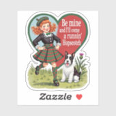 Vintage Retro Valentine Hopscotch Girl and Dog Aufkleber (Blatt)