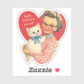 Vintage Retro Valentine Teacher's Pet Cat Aufkleber (Blatt)