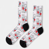 Vintage Retro Valentine's Day Cats, Cute Kitten Socken (Linkes Detail)