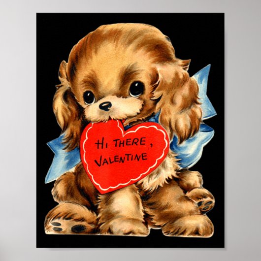 Vintage Retro Valentine's Day Puppy Dog Valentine Poster (Vorne)