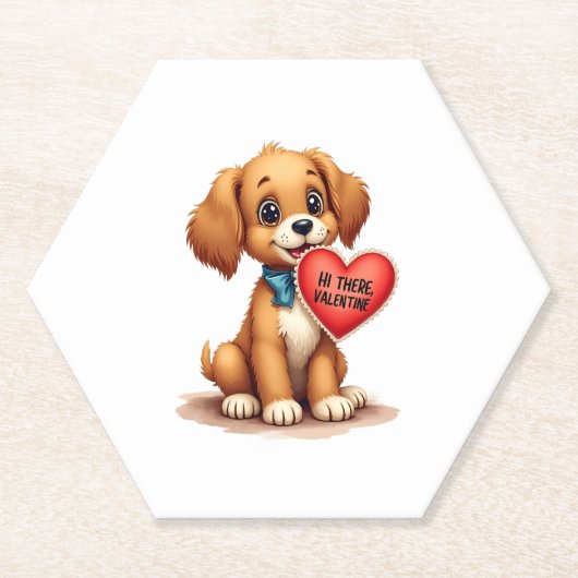 Vintage Retro Valentine's Day Puppy Dog Valentine Untersetzer (Vorderseite)