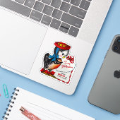 Vintage Retro Valentine's Day Robin Bird Valentine Aufkleber (Laptop mit iPhone)