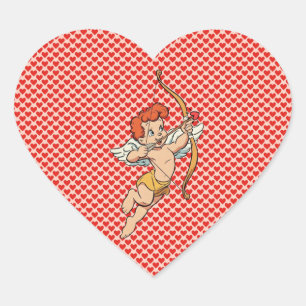 Vintage/retro-Valentins-Cupid Herz-Aufkleber