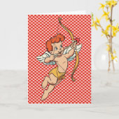 Vintage/retro Valentinstag Cupid Karte (Gelbe Blume)