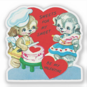 Vintage Retro Valentinstag Hund Welpe Süßigkeiten Aufkleber
