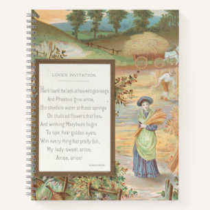 Vintage Retro Valentinstag, ländliche Farm Landsch Notizblock