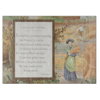 Vintage Retro Valentinstag, ländliche Farm Landsch Schneidebrett