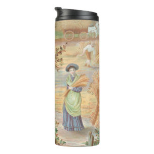 Vintage Retro Valentinstag, ländliche Farm Landsch Thermosbecher