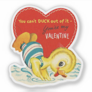 Vintage Retro Valentinstag Schwimmende Ente Aufkleber
