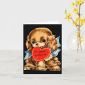 Vintage Retro Valentinstag Welpe Hund Valentinsgru Karte (Gelbe Blume)