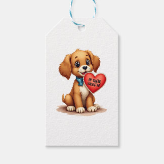 Vintage Retro Valentinstag Welpe Hund Valentinstag Geschenkanhänger