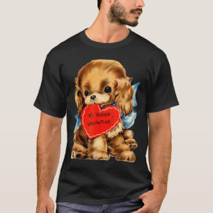 Vintage Retro Valentinstag Welpen-Hund Valentinsgr T-Shirt