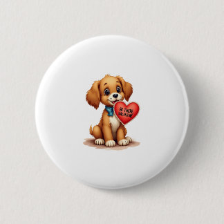 Vintage Retro Valentinstag Welpen Hund Valentinsta Button