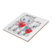 Vintage Retro Valentintagskatzen, flauschige Kätzc Fliese (Seite)