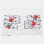 Vintage Retro Valentintagskatzen, flauschige Kätzc Geschirrtuch (Horizontal)