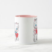 Vintage Retro Valentintagskatzen, flauschige Kätzc Tasse (Zentrum)