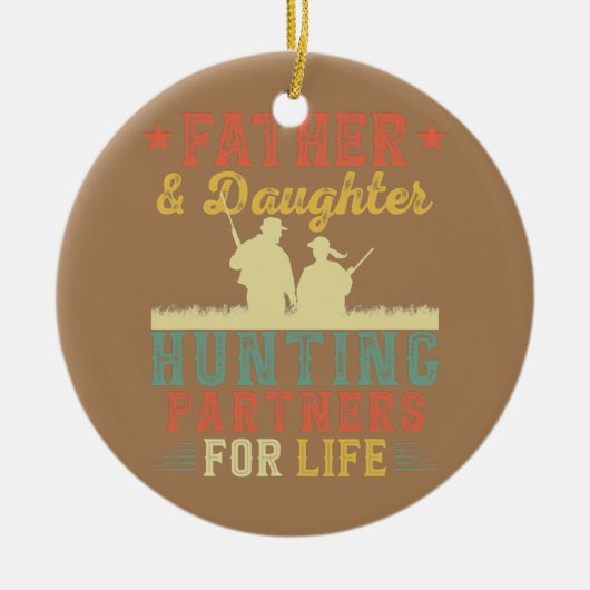 Vintage Retro-Vater- und Tochterjagd Keramik Ornament (Vorne)