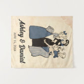 Vintage Retro Verlobung Ring 50er Sonnige Hochzeit Wandteppich (Vorderseite (Horizontal))