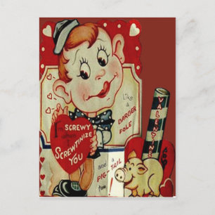 Vintage Retro Verrückter Mann Valentinskarte Feiertagspostkarte